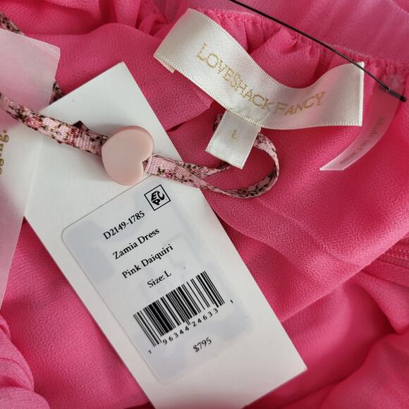 NEW $795 LoveshackFancy Zamia Maxi Gown Dress Pink daiquiri Silk Chiffon… - Picture 3 of 16